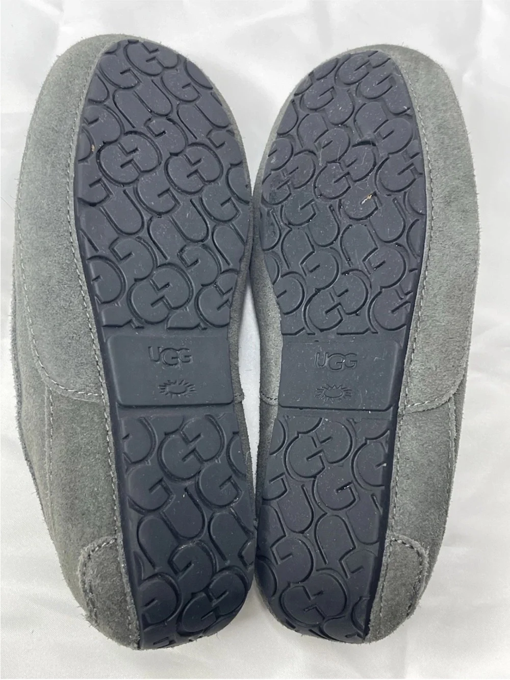 UGG Ansley Youth Slippers Sz 1 Gray Suede Shearling Slip On Cozy Comfort